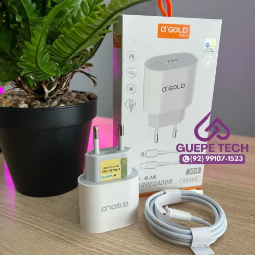 Carregador Turbo Original Gold Para iPhone - 30W / USB-C PARA LIGHTNING