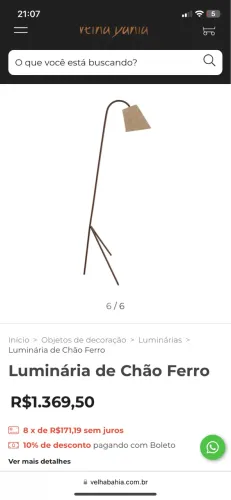 Luminária estilo industrial de piso Velha Bahia 