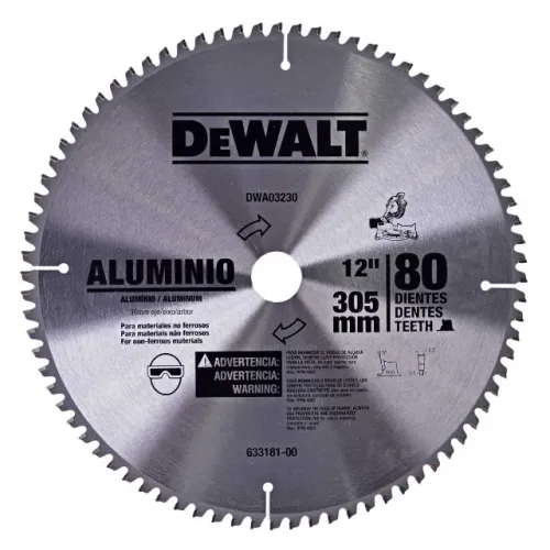 Disco Lâmina de Serra Esquadria para Alumínio 12 Polegadas 305mm x 30mm x 80 Dentes Dewalt