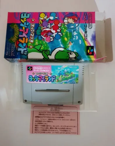 SUPER MARIO WORLD 2 YOSHIS ISLAND ORIGINAL EM PORTUGUÊS NA CAIXA E BERÇO SNES E FAMICOM 