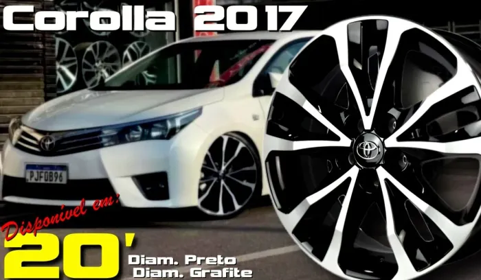 Rodas Aro 20 para Toyota Corolla Preto e Grafite com diamantado 5x100 novas