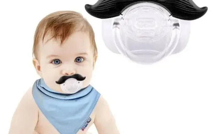 Chupetas divertidas com bigode para bebês