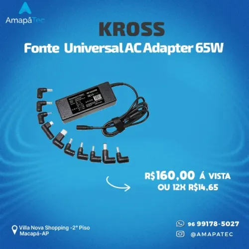 Fonte Kross Universal AC Adapter 65W