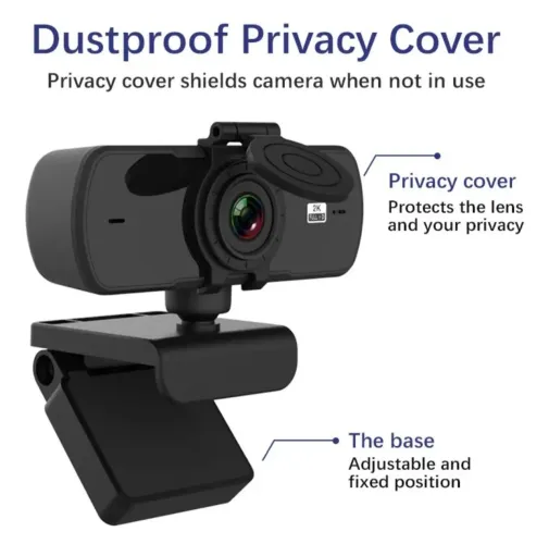 Webcam com Câmera de Privacidade e Qualidade 2K