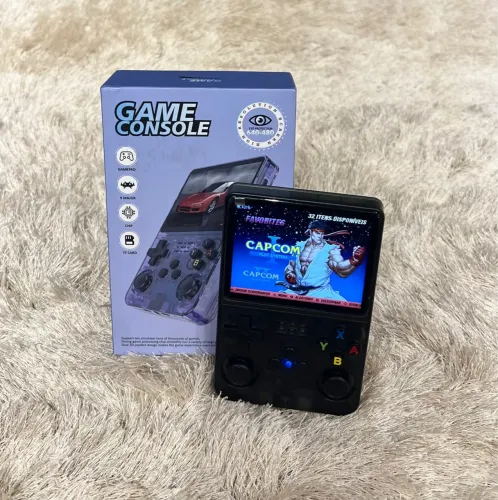 Console Portátil Retrô R36S - Tela IPS 3.5" | 64GB | Cor Preta