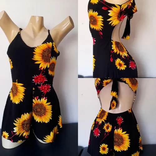 Macacão Floral Girassol - Verão/Praia