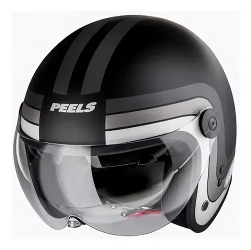 Capacete Aberto C/ Lente Solar Peels Click Yesterday Preto