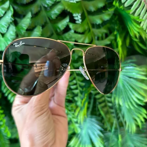 Óculos de Sol Ray-Ban Aviator dourado em vidro cristal 