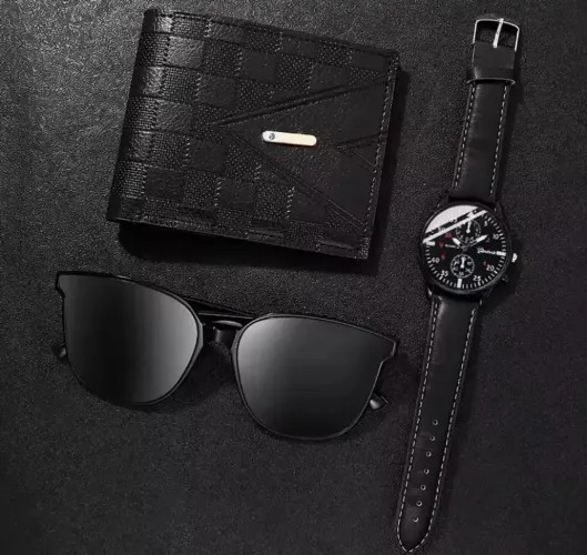 Kit Masculino Elegante: Relógio, Carteira e Óculos