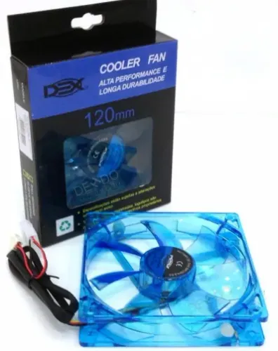 5 Cooler Fan 12cm 120mm c/ Led Azul p/ Gabinete Dex Dx-12L