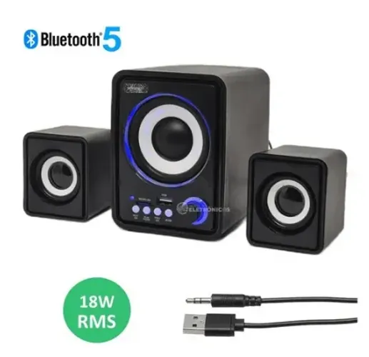 Caixa De Som Mini Subwoofer 2.1 Bluetooth Knup KP-6017BH 18w para Notebook Ou Pc 