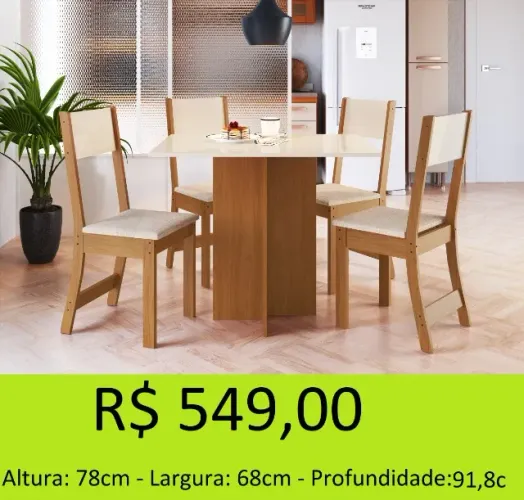 MESA AMPLA 4 CADEIRAS
