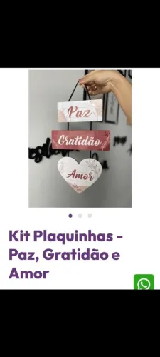 Kit Plaquinhas Paz, Gratidão e Amor