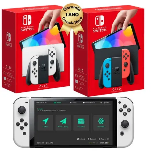 Nintendo Switch Oled 64gb Desbloqueado c/ 10 Jogos - Micro sd 128gb  *NOVO* 