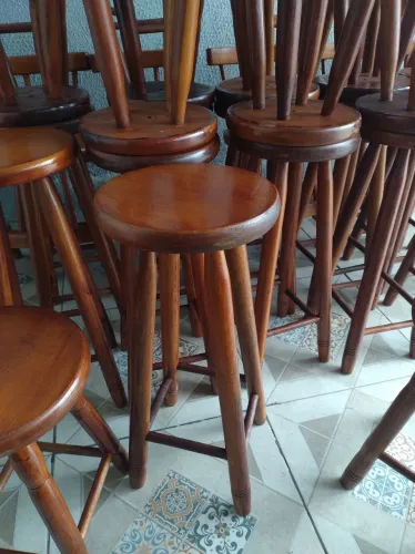 Banqueta madeira maciça altas novas peroba 70 cm até o acento