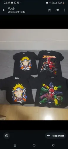 Camisetas Naruto e Homem Aranha