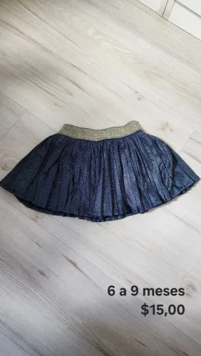 Saia de tule azul com brilho para bebê de 6 a 9 meses