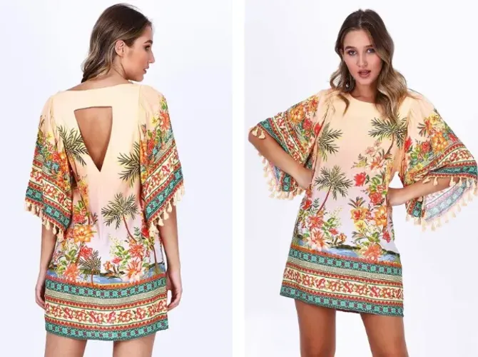 Vestido Farm curto - manga doce rio - Tamanho P