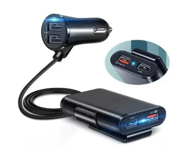 Fonte Veicular com 4 USB e cabo de 1,6 metros 48w