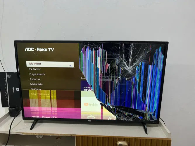 Smart TV Roku 43" Tela Quebrada (Para Retirada de Peças / Conserto)