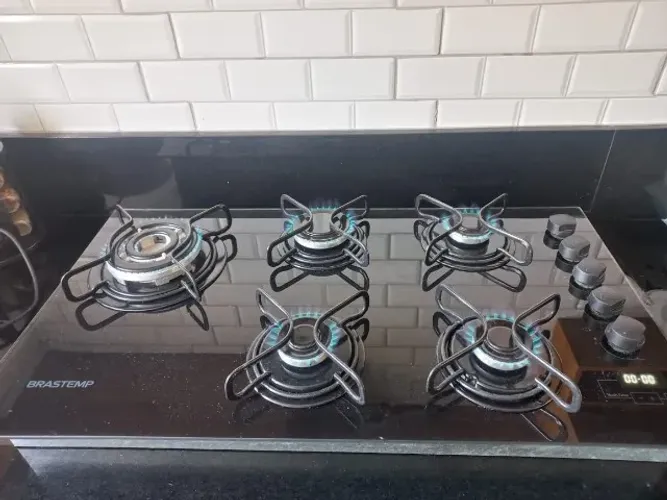 fogão cooktop brastemp - 5 bocas - mesa de vidro - timer digital