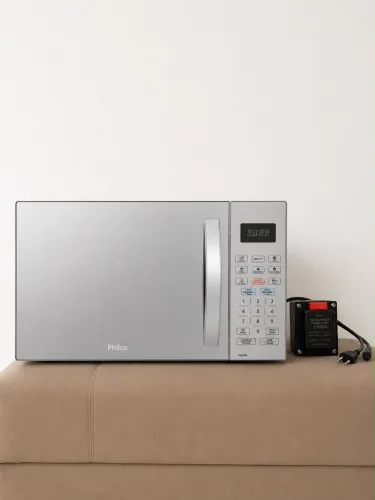 Microondas espelhado linha premium Philco 32L 220v c/ transformador funcionando