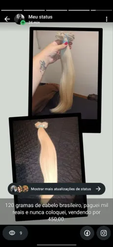 Cabelo Brasileiro 120 gramas 40 cm.