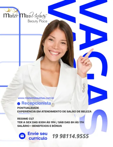 VAGA RECEPÇÃO SALÃO DE BELEZA COM EXPERIÊNCIA