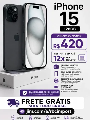 iPhone 15 128gb BOLETO ATER 12X