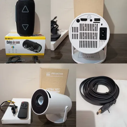 Projetor + Caixa de som + Cabo HDMI 