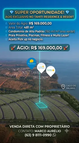 Ágio de Lote 481m² no Tahiti Residence & Resort - Quadra Excelente