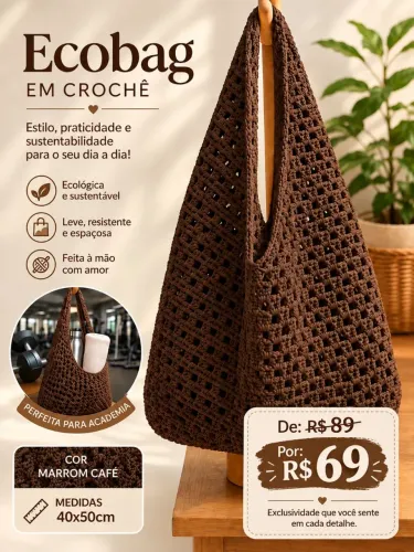 Bolsa de Crochê Ecobag sacola
