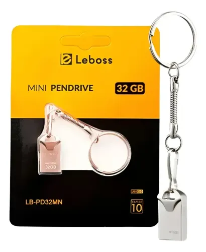 Pendrive 32gb Mini Chaveiro Aço Resistente Rápido Usb 2.0 Prateado Leboss