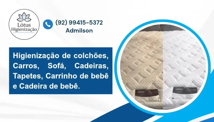 Higienização de colchões, carros, sofás, carrinho de bebê etc. 