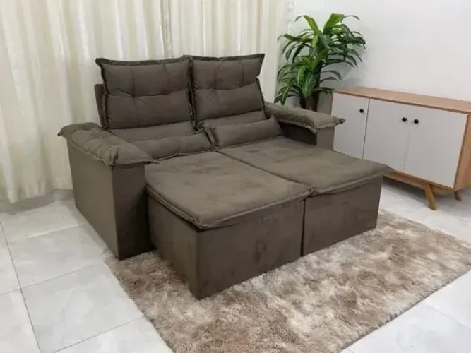 Sofá Retrátil Pequim 1.80m Entrega Rápida Marrom