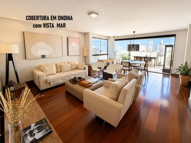 LOCAÇÃO - COBERTURA Lindíssima MOBILIADA | 3 Suítes | PISCINA - VISTA MAR - ONDINA