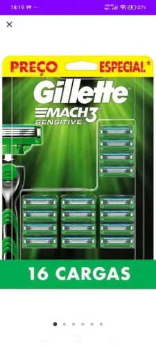 Carga Gillette Mach 3 sensitive com 16