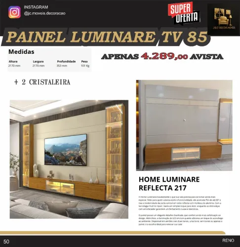 PAINEL LUMINARE COM 2 CRISTALEIRA MDF