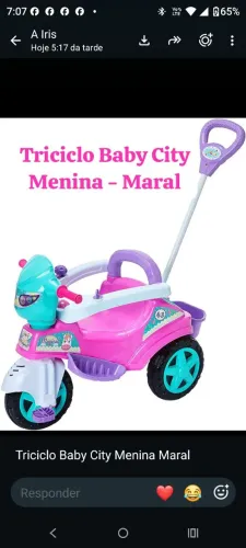 Triciclo infantil feminino.