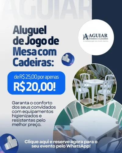 Locação de jogos de mesas e cadeiras