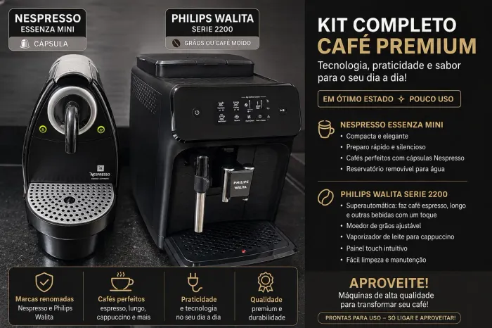 Kit 2 Cafeteiras Premium | Nespresso + Philips Walita