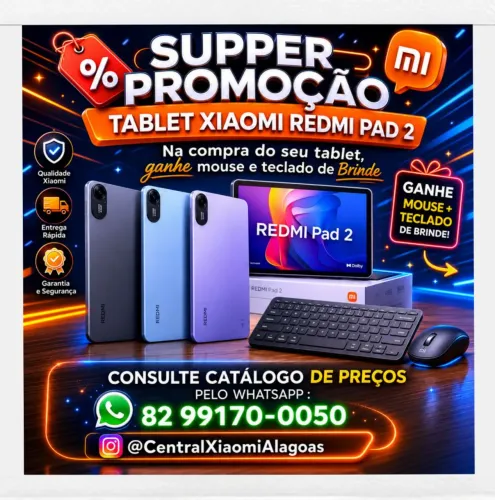 Tablet Xiaomi Redmi PAD 2 + fone bluetooth e teclado bluetooth de brinde 