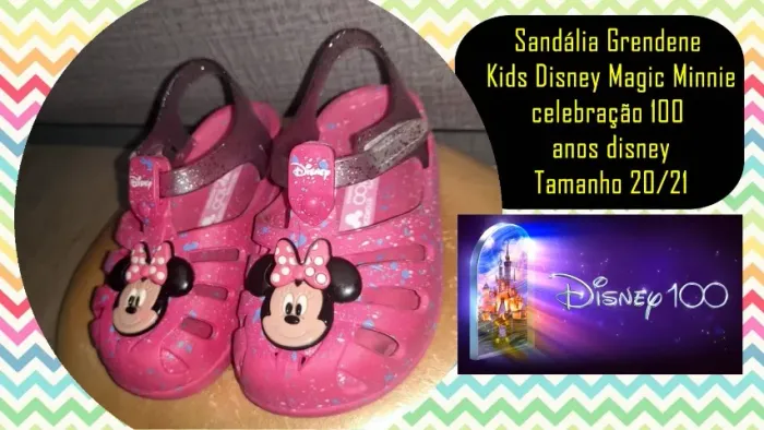 Sandália Grendene Kids Disney Magic Minnie celebração 100 anos disney Tamanho 20/21