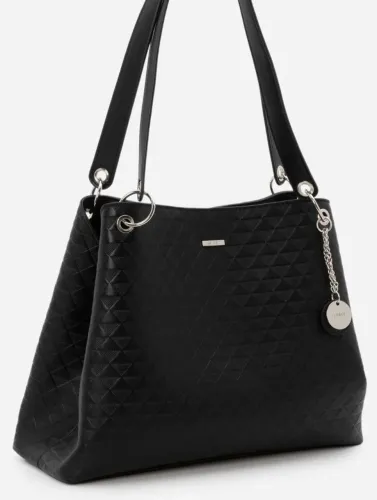 Bolsa com Estampa Geométrica Preta Satinato (Renner)