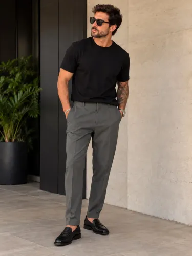 Calça G Alfaiataria Masculina Cinza