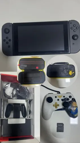 Vídeo Game Nintendo SWITCH 1 HDMI 2 CONTROLES Base de carregamento e capinhaS