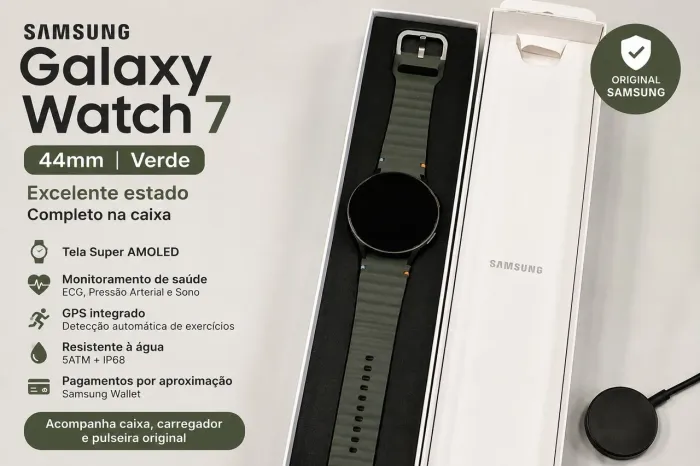Samsung Galaxy Watch 7 44mm Verde Bluetooth - Completo na Caixa