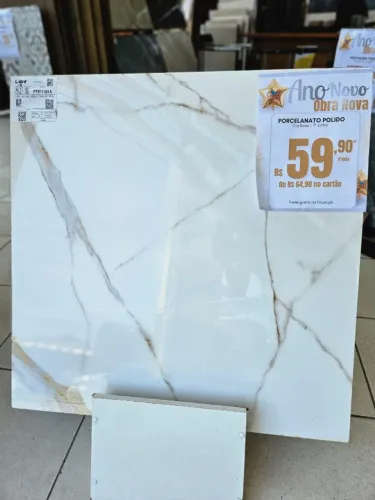 Porcelanato 1° Linha Via Rosa Polido Retificado