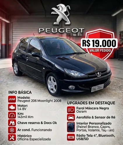 Peugeot 206 Moonlight 1.4 Flex 8V 5P 2008