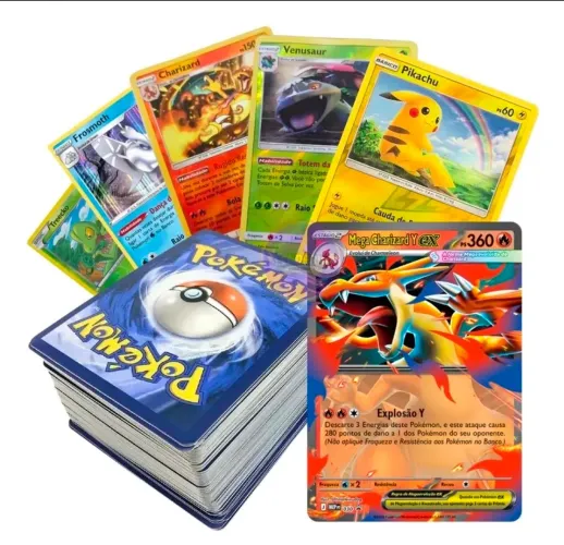 100 cartas ORIGINAIS Pokémon TCG 1 ultra rara e mais 99 cartas aleatoria